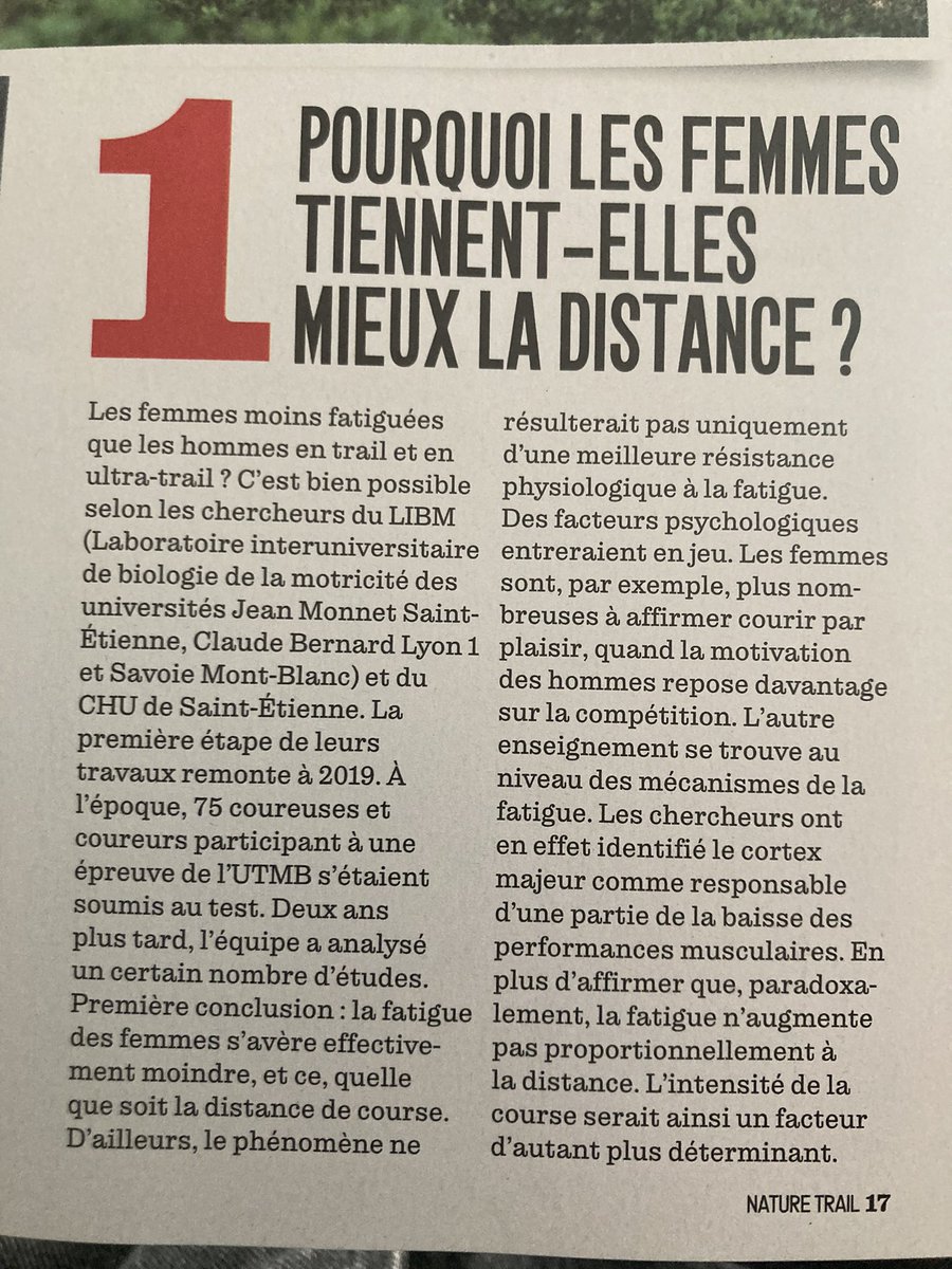 RH5Coaching's tweet image. Article #naturetrailmag qui reprend les résultats de l’étude #libm @kinesiologui
En terme de #preparationmentale deux axes de travail à renforcer la notion de plaisir et l’économie de l’effort mental (relaxation, acceptation de l’incertitude…) #ultratrail #sports #inloire