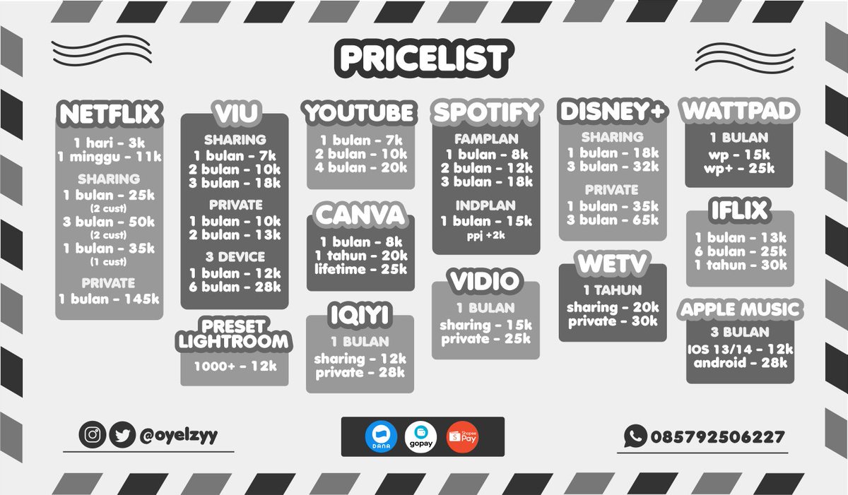 halloo!
kamu lagi bingung nyari app premium?
order di aku aja yuk.bergaransi dan aman bgt nih<3
payment bisa bgt via dana, shopee &amp; gopay nih.
langsung gas wa/dm aku yuk buat order hihi 🥳💟

t Netflix wetv iqiyi spotify viu disney 
#zonauang #zonaba #zonajajan #apppremium