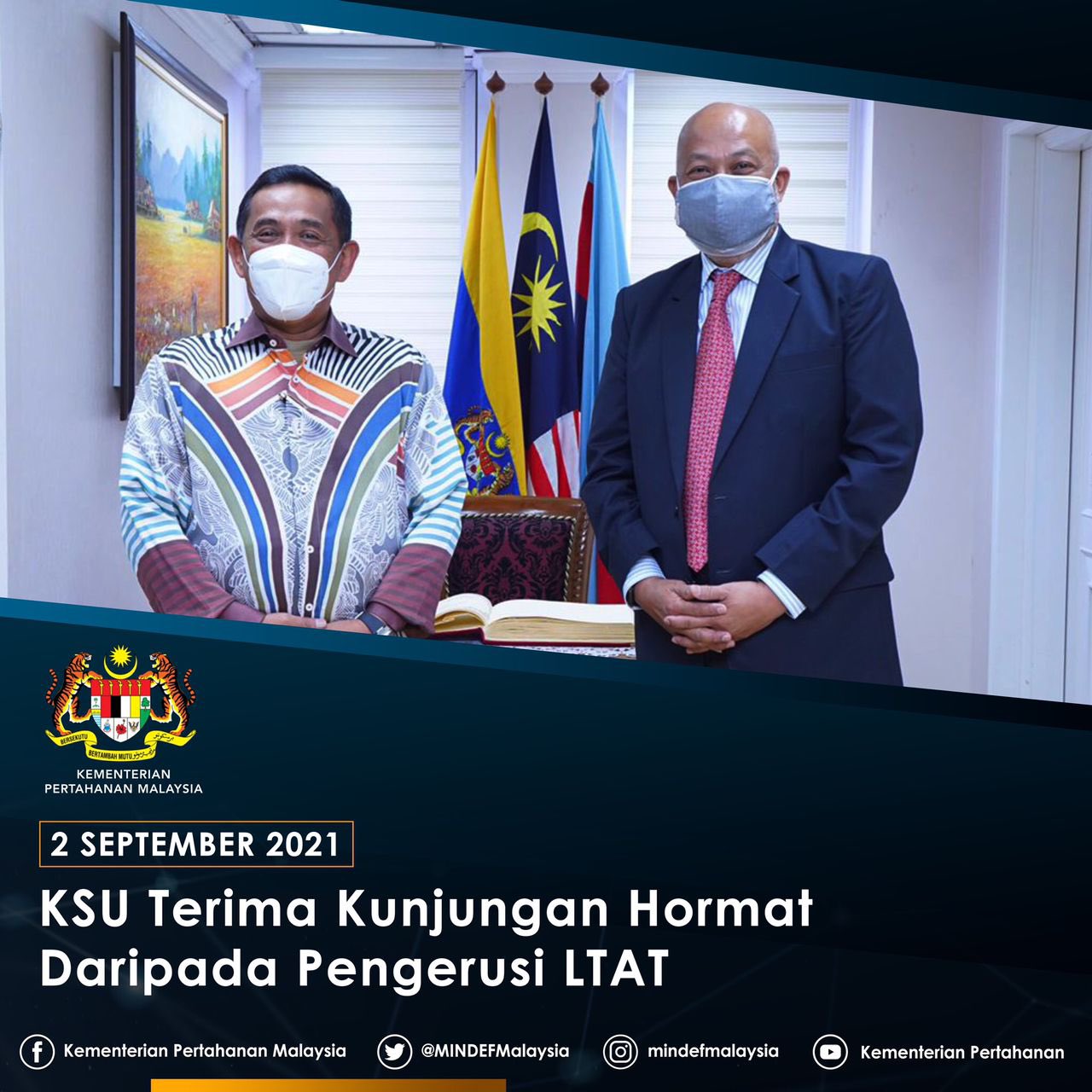 Uzivatel Mindef Malaysia Na Twitteru Ketua Setiausaha Ybhg Dato Sri Muezaziz Menerima Kunjungan Hormat Daripada Pengerusi Lembaga Tabung Angkatan Tentera Ltat Yang Mulia Jeneral Bersara Tan Sri Raja Mohamed Affandi Bin Raja