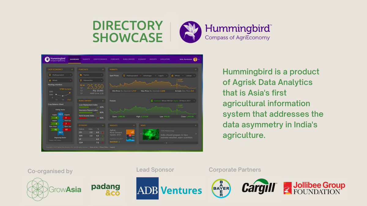Our portfolio company, Agrisk Data Analytics, was part of Grow Asia’s Directory Showcase. Grow Asia was established by <a href="/wef/">World Economic Forum</a> in collaboration with The <a href="/ASEAN/">ASEAN</a>.

#Agritech #startup