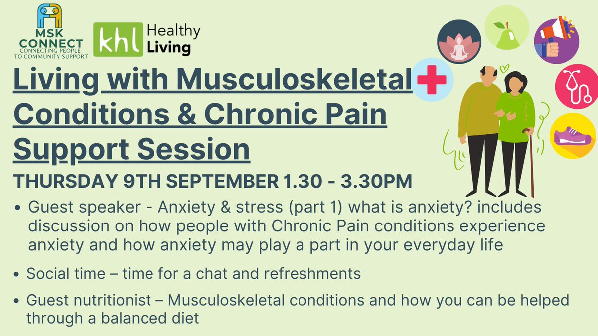 KHL_Keighley's tweet photo. Living with a MSK or chronic pain condition? Join us for our next peer support session - we are a very friendly informal group!  
 ** please share** #ChronicPain #keighley #Healthandwellbeing 
book now:
https://t.co/hgvBxzyEr0 https://t.co/4KA5IXrPpQ