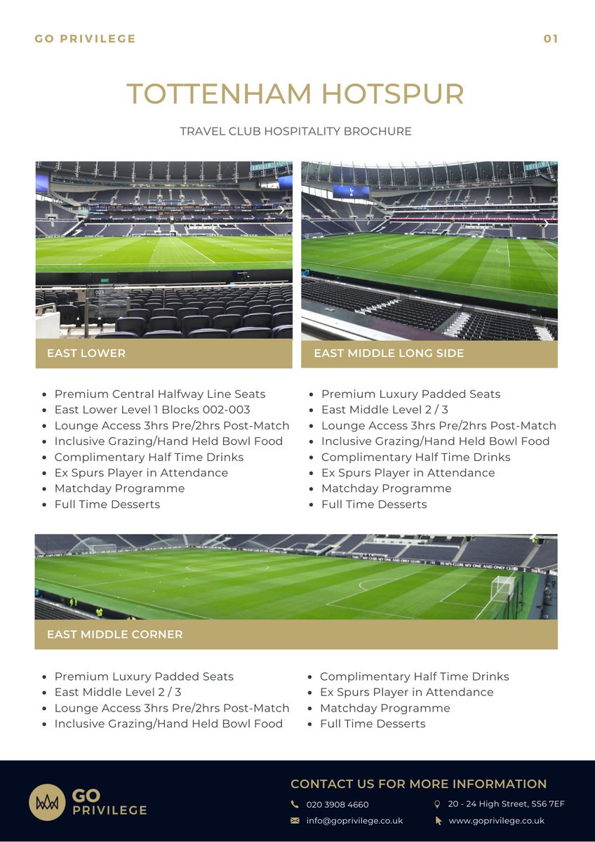 GoPrivilege's tweet photo. Spurs Europa League Hospitality from £49!

Travel Club Hospitality
vs Mura 30/9 prices from £49  
vs Vitesse 4/11 prices from £55 
vs Rennes 9/12 prices from £55  
All 3 Games in East Middle Corner for £139😱

Prices are per person plus vat 

DM us your email for details! https://t.co/29mZM0MtD5