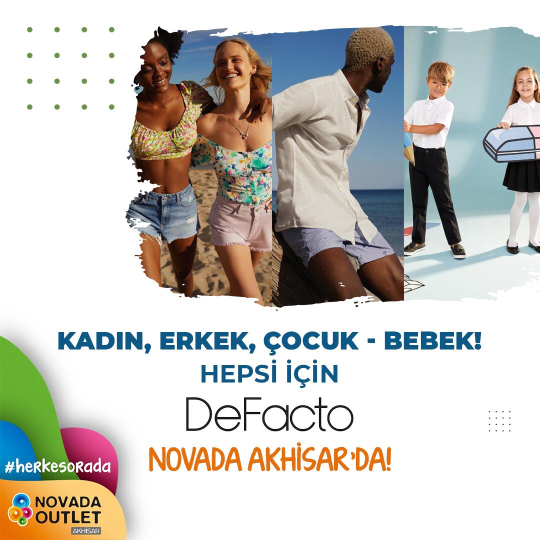 OutletNovada's tweet photo. Kadın,erkek, çocuk ve bebek! Hepsi için #defacto 📍Novada Akhisar’da! 💜 #novadaakhisar #novadaoutlet https://t.co/4Q1Lv30aCD