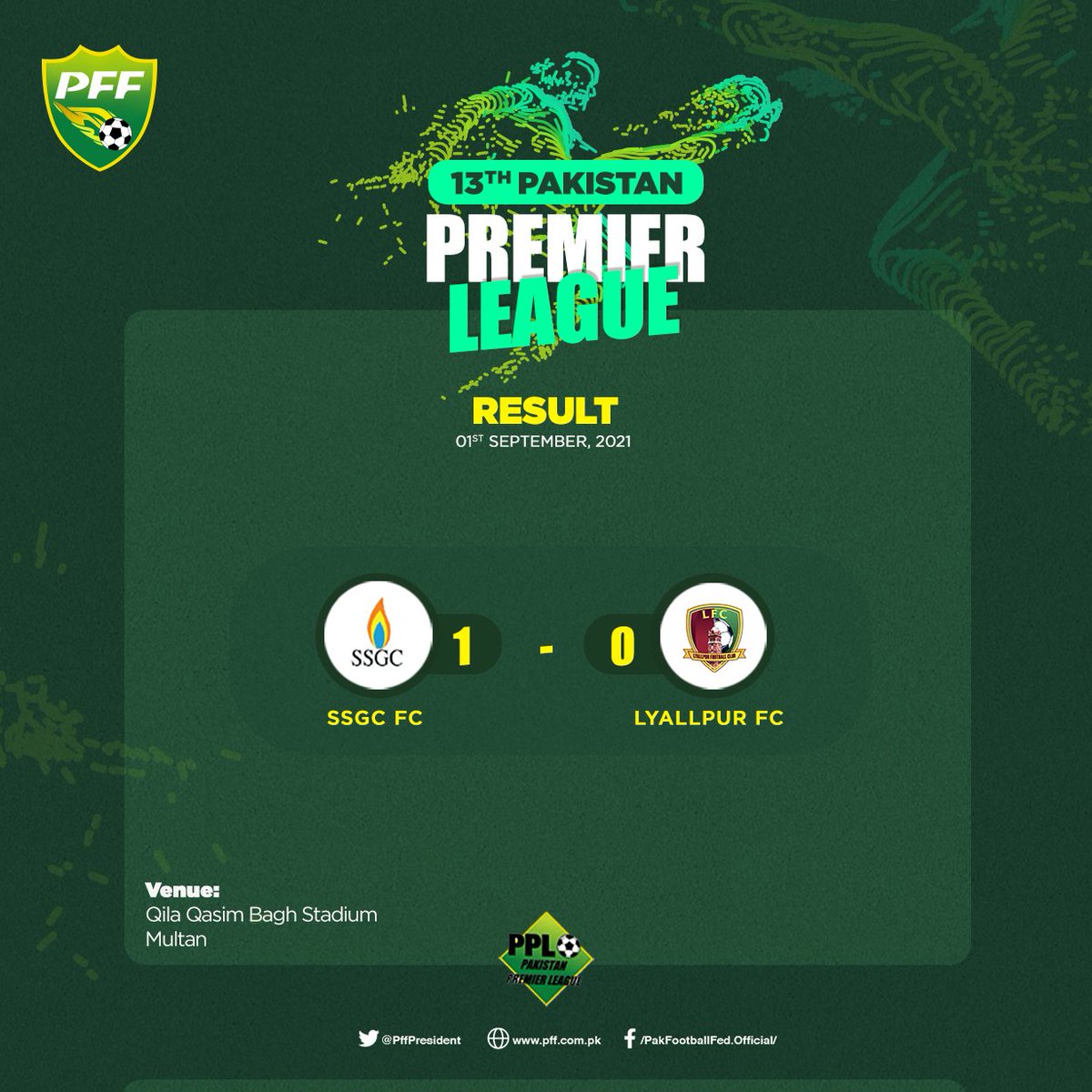 PakistanFF's tweet photo. SSGC FC beat Lyallpur FC by a goal last night. https://t.co/gvxnIMG1AJ