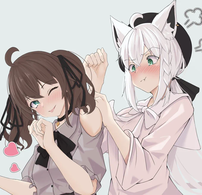 #祭絵
#絵フブキ
 まつりちゃん&amp;フブキちゃん
夏色吹雪さいきょー!! 
