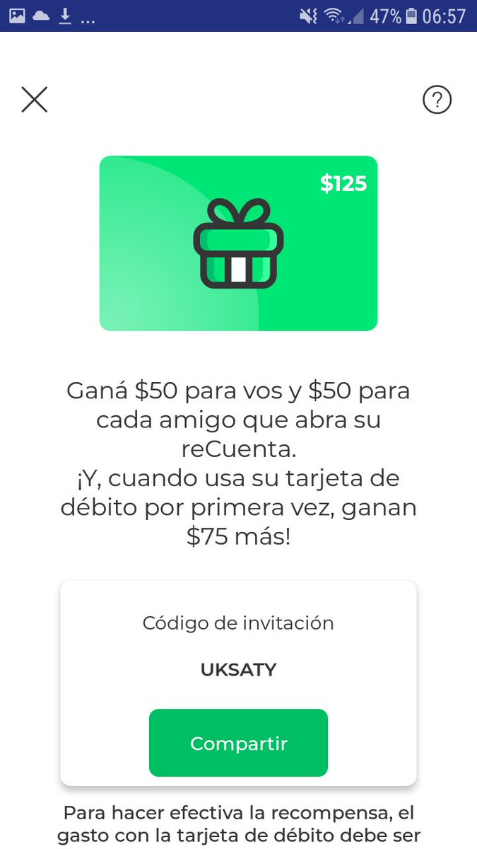LeoGauna2's tweet photo. Hola 👋 ¡Vos y yo podemos ganar $50 💵 ahora! Descargá la app con este código y listo. ¡Además, si usás tu tarjeta de débito, ganamos $75 más! ¡Invitá vos también a tus rebamig@s y sumá 💵!  UKSATY https://t.co/TeKhxV3OoQ https://t.co/15vvhM9fFe