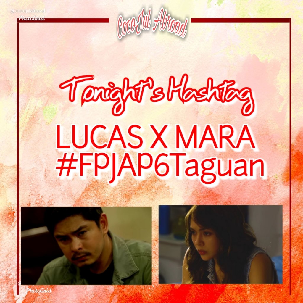 7:30 tonight....

LUCAS X MARA
#FPJAP6Taguan