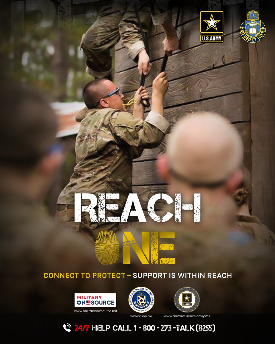 ArmyChaplains's tweet photo. Sept. is #SuicidePreventionMonth. The U.S. Army Chaplain Corps' #ReachOne campaign challenges individuals to reach out to others in their circle of influence to provide encouraging words and assistance. 

#ArmyChaplainCorps | #ConnectToProtect | #ArmyResilience | #SPM21 https://t.co/8DSXYjuCYI