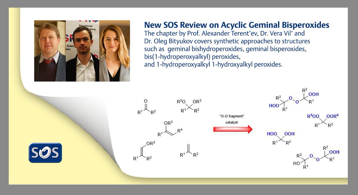 thiemechemistry's tweet photo. An #SOS Review by Prof. Alexander Terent’ev (@alterex2013), Dr. Vera Vil’ and Dr. Oleg Bityukov from @zioc_ras_ru covers synthetic approaches to structures such as geminal bishydroperoxides, geminal bisperoxides, bis(1-hydroperoxyalkyl) #peroxides, etc👏➡️ https://t.co/q6v0mvOjhg https://t.co/5X6twRgsXg