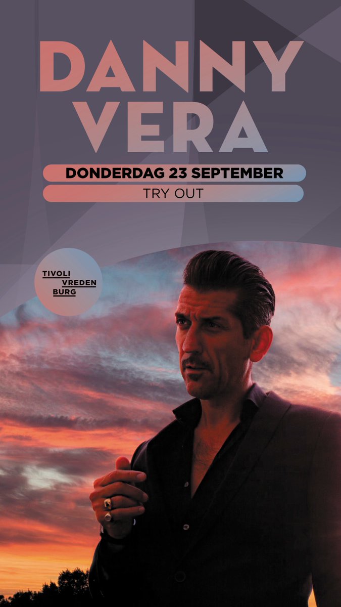 23 september geeft <a href="/dannyveramusic/">Danny Vera</a> een speciale try-out show in <a href="/TiVre_Utrecht/">TivoliVredenburg</a>! De sympathieke americanazanger Danny Vera kan niet wachten om weer te spelen, maar nu is het weer tijd voor een clubshow met alles erop en eraan. Meer info via de zaal.