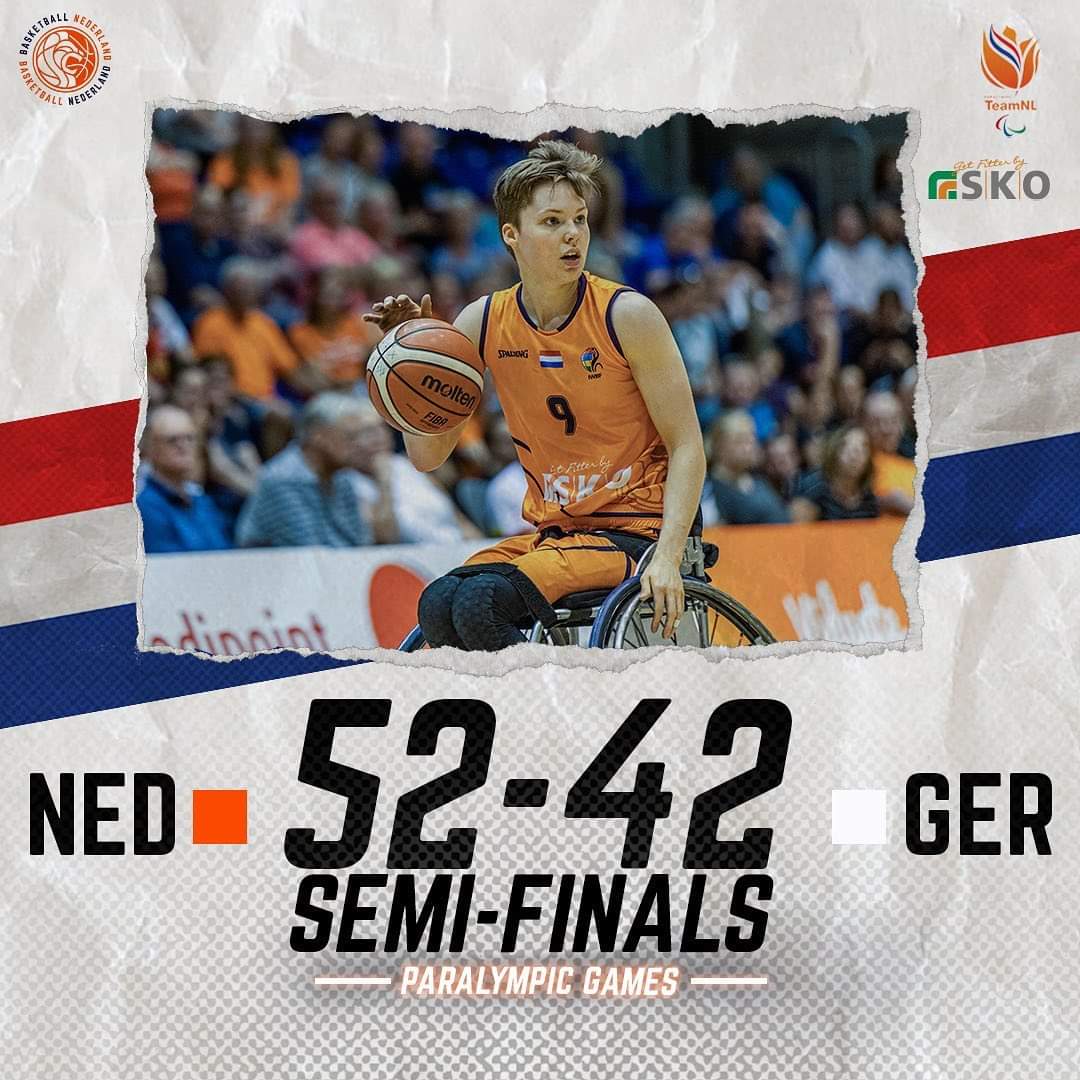 Yiiihaaaaaa! De Orange Lions winnen van Duitsland en staan in de Paralympische finale! 🦁🏀🇳🇱💪🏻🔥 
2 down, 1 to go... Dit was een belangrijke horde, maar ze zijn er nog niet. Succes in de finale, team! Pak die ene medaille die nog ontbreekt! You can do this, Lions! 💪🏻