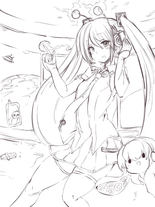 #ゆぬきさんとゆかいなワンドロ
今日は初音ミクと国だったそうです 