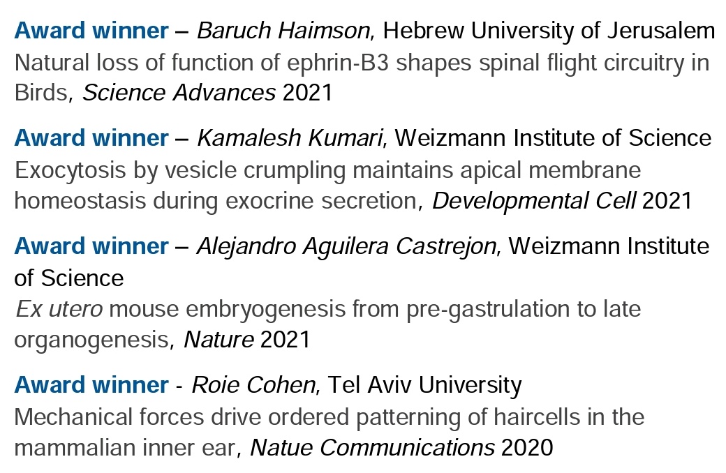Rudra_nayan's tweet photo. Israeli Society of Developmental Biology #IsSDB announced the 'coolest paper' awards for this year and @Kamaleshk_ is one of them for her discovery of a new mechanism of exocytosis. Congratulations! https://t.co/C67mICvBZI