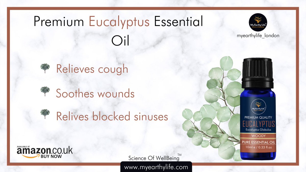 MyEarthyLife's tweet photo. Eucalyptus has properties that provide solutions to various hair and skin related problems and other health issues.
Order our Premium Eucalyptus essential by visiting the link below:
https://t.co/zI4jpAhHPr
#essentialoils #vegan #crueltyfree #ethicallysourced #thursdayvibes https://t.co/bZ4zQpV8tg