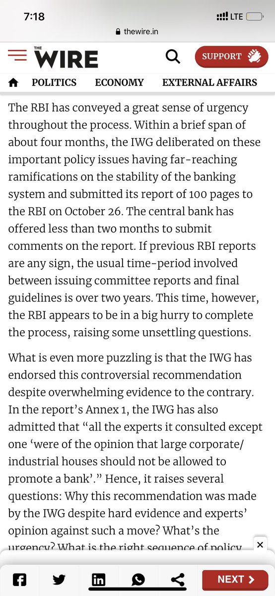 abhishe31908142's tweet photo. Clarity or collussion,what is this absurd logic when rbi committee itslf recommended the same to govt in a report that was hurriedly prepared drafted and all objections were ignored regarding corporate licensing @rti_we @Bankers_We @gaur_madhubala #goprivatisationgo https://t.co/XHqmVo8ACm