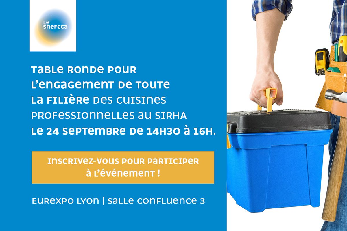LautrecuisineLt's tweet photo. Inscrivez-vous à la table ronde organisée par le Snefcca  au @sirha_lyon, pour réunir tous les acteurs de la filière des #cuisinesprofessionnelles et créer une dynamique d’engagement !
📝https://t.co/sdIppLkzNi
⏰ 24 sept. à 14h30
📍 Salle Confluence 3
#restaurationcollective https://t.co/bvfUjD95Uf