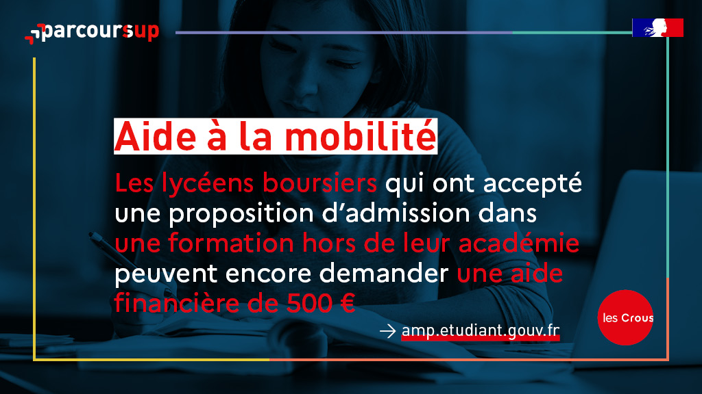 parcoursup_info's tweet photo. 🧳 La rentrée approche, sachez qu'il est encore possible de demander l'aide à la mobilité #Parcoursup de 500€.

➡️ https://t.co/wENNmIp86k 
 
ℹ️ Toutes les infos sur cette aide financière sont disponibles ici : https://t.co/lM8ijHMGnj
 
@Cnous_LesCrous @etudiantgouv https://t.co/eng0lJoMYY