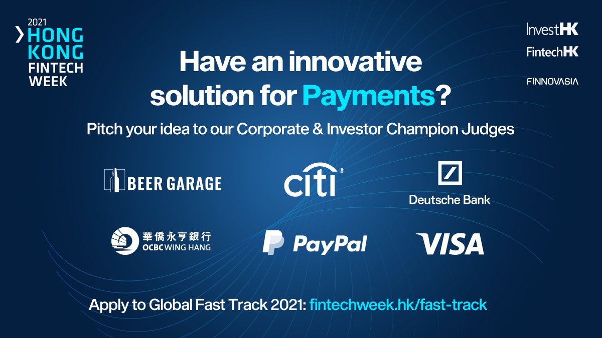 finoverse_'s tweet photo. Is your #Payments solution ready to be the next industry disrupter? Show us what you have in store by applying to #GlobalFastTrack 2021 and pitching to our judges: https://t.co/yhMejiAbZN
@InvestHK @HongKongFinTech
#HKFinTechWeek #FinTech #HK #DigitalTransformation #FintechHK https://t.co/Bf80YFRUxY