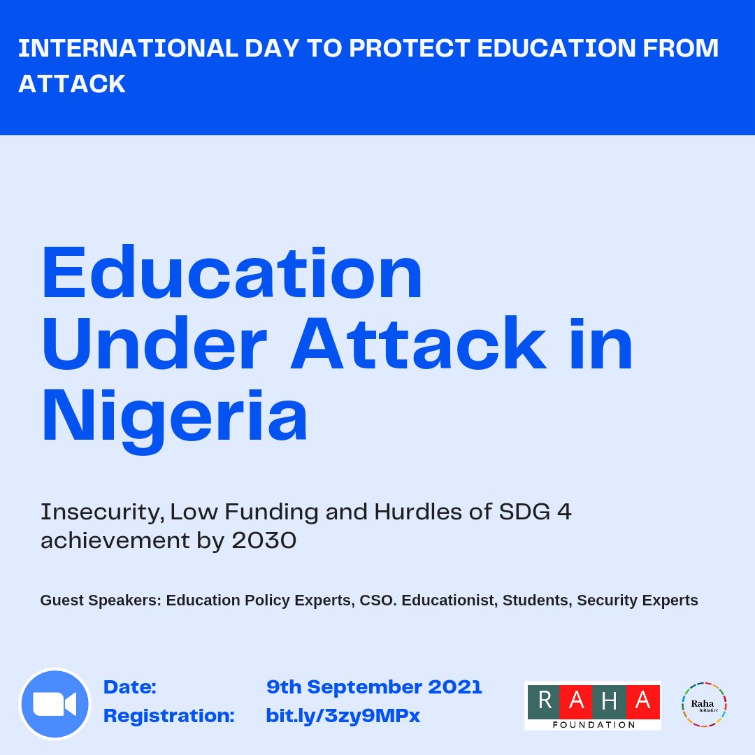 RahaInitiative's tweet photo. How Education is Under Attack in Nigeria. How insecurity and poor finding is hindering the SDG4 goals by 2030.

https://t.co/P3zWKKOu4U https://t.co/UgpD0YCBa2