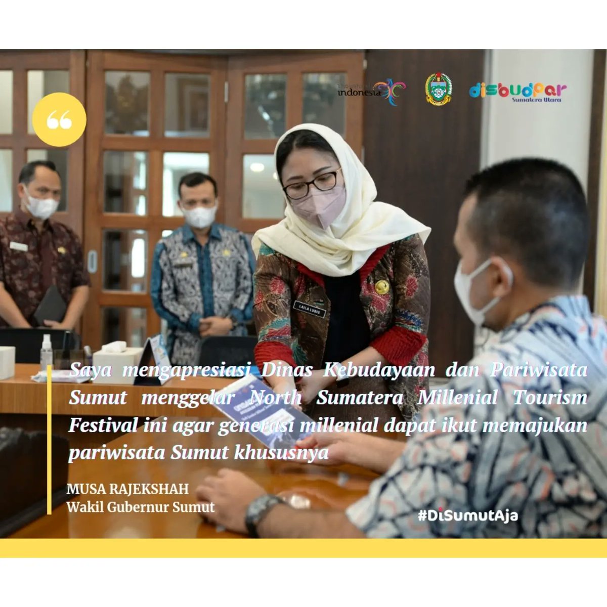 Wakil Gubernur Sumut <a href="/musa_rajekshah/">musa</a> Musa Rajekshah mengapresiasi Dinas Kebudayaan dan Pariwisata Sumut menggelar kegiatan North Sumatera Millenial Tourism Festival bertemakan "Pesona Desa Wisata Sumatera Utara".