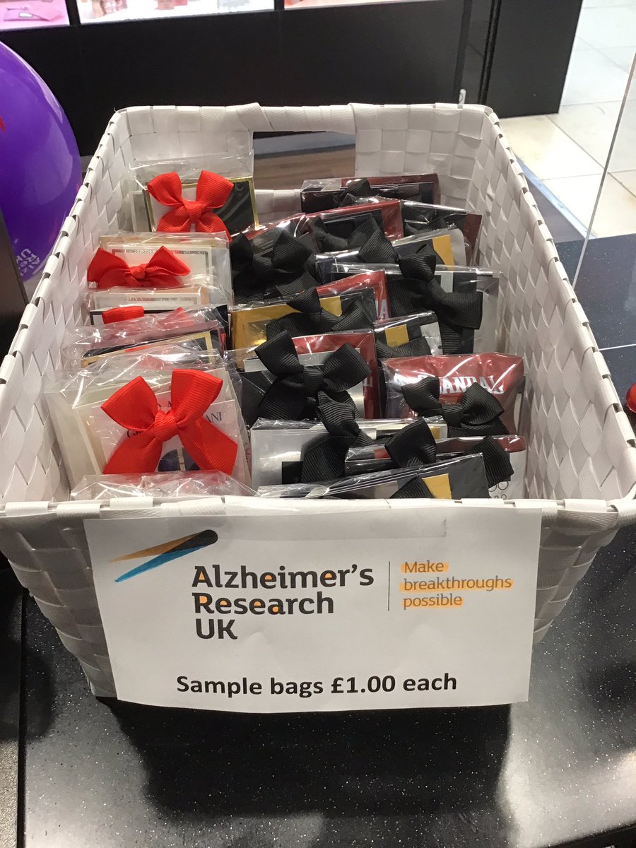 tps_basingstoke's tweet photo. Alzheimer’s Research UK! Come to the Basingstoke store today to support Alzheimer’s Research by buying a sample bag for £1, purchase a personalised ribbon for £1.99 which we will then donate 50p to Alzheimer’s Research, or just simply add a donation on to your transaction💜🧡 https://t.co/vVydHFIUUs
