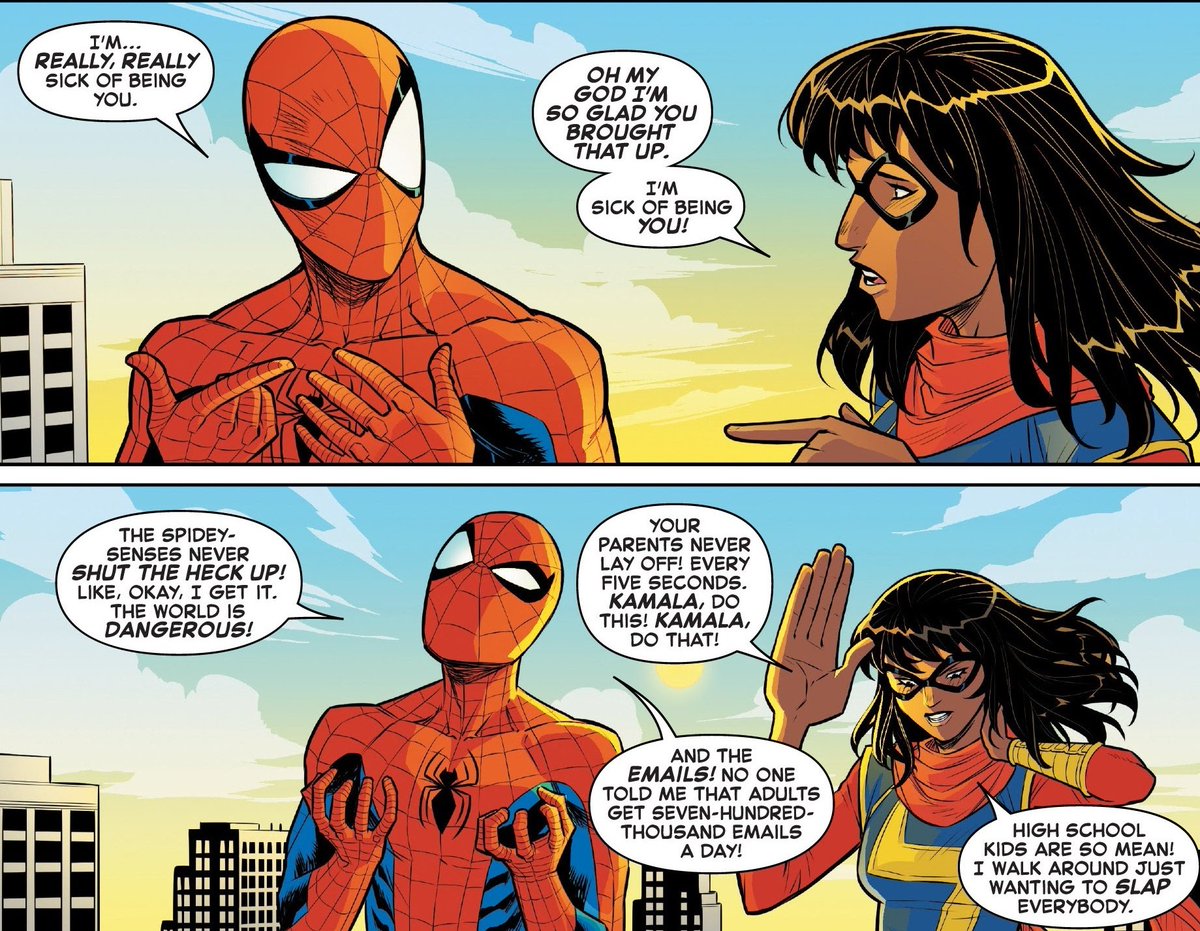 RT @ComicGirlAshley: Spider-Man and Ms.Marvel swapping bodies was such a funny story https://t.co/kdRvs61nE6
