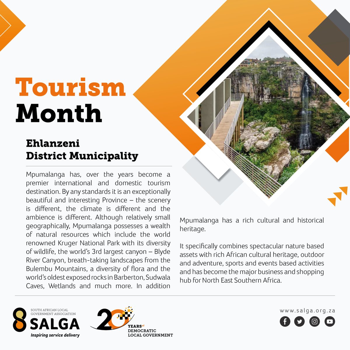 SALGA_Gov's tweet photo. 1/4Tourism Month is celebrated annually in September to highlight South Africa’s diverse tourism offerings as well as the sector’s significant contribution to the country’s economy. @Tourism_gov_za
#tourismmonth2021
#20yearsofdemocraticlg
#InspiringServiceDelivery
#HeritageMonth https://t.co/xgkbEgNxzQ