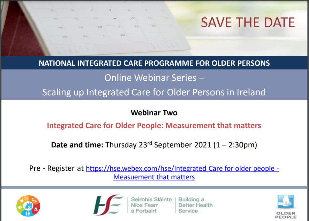 deirdrelanglang's tweet photo. Delighted to announce this webinar on measurement that matters in Integrated Care for Older People https://t.co/izObNRyDrY