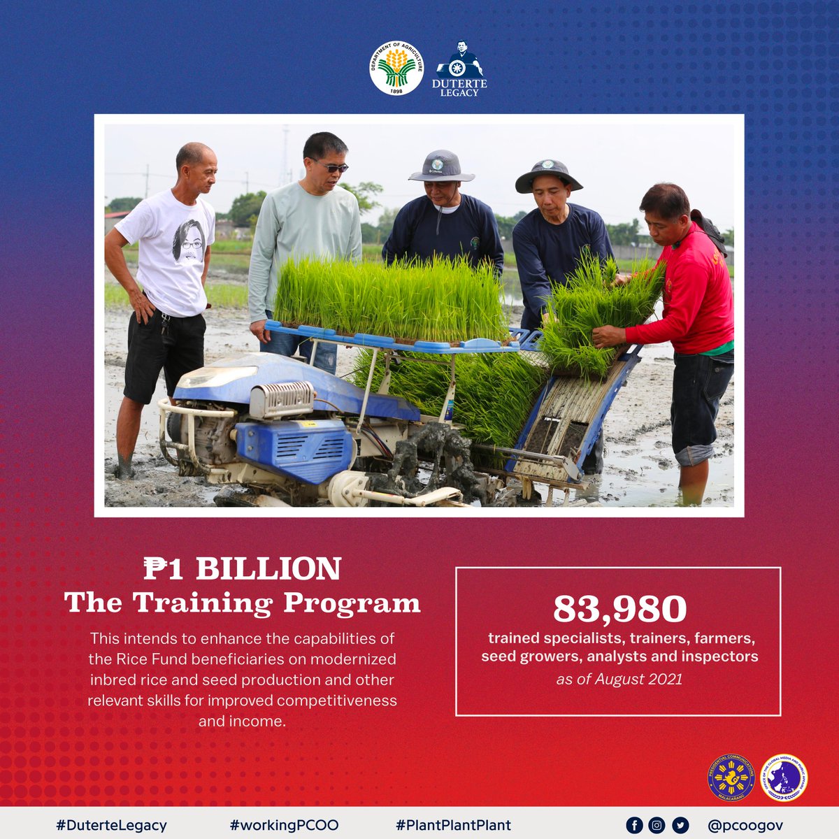 pcogovph's tweet photo. Sa Credit program naman, higit 22 libong magsasaka at mga kooperatiba ang naserbisyuhan nito. Samantala, nasa 83,980 naman ang benepisyaryo ng Training program.
Ito ang #DuterteLegacy!
#workingPCOO
#PlantPlantPlantProgram https://t.co/TgqkpnILyd