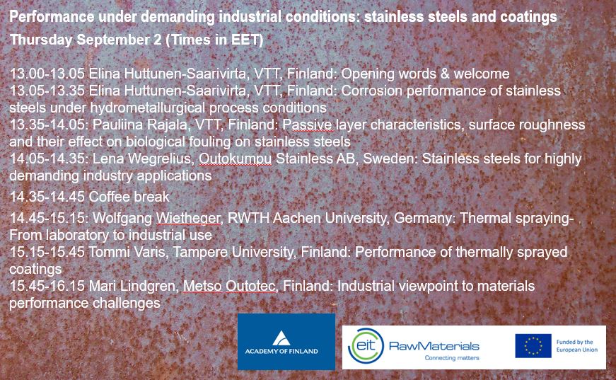 PerforMat_net's tweet photo. #PerforMat webinar "Performance under demanding industrial conditions: stainless steels and coatings" is now ongoing. Some highlights of the excellent program. https://t.co/xkPpiT2eoc
