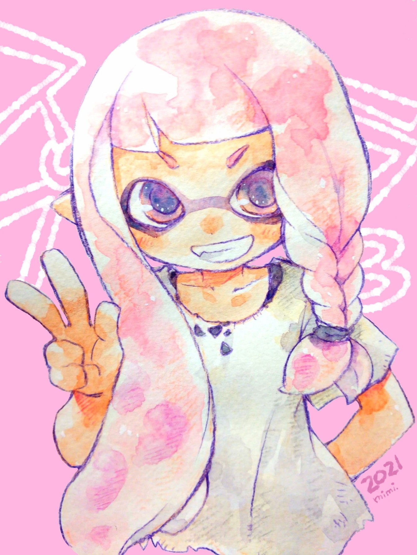 Max Da Garn Rt Ikrptppt スプラ3イカちゃん みつあみゲソ描くのがとても楽しい スプラトゥーン3 水彩イラスト T Co J9c7ychbxt Twitter