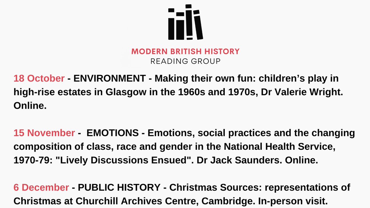 ModBritRead's tweet photo. 👋 We're the Modern British Reading Group (formerly run from IHR, now KCL &amp; Cambridge).

We bring together graduate students for informal historical &amp; methodological discussion.
➡️ Follow @ModBritRead 
⬇️ Read our term card
✉️ Subscribe to our mailing list
https://t.co/yiyqbBuhiT https://t.co/XjOefqRfdf