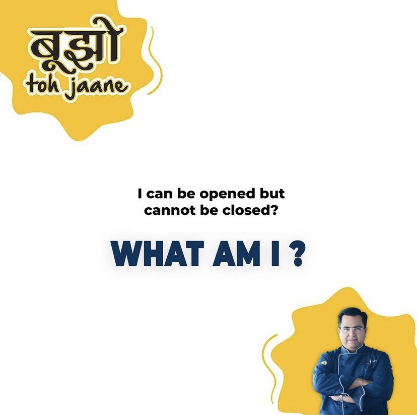 mchefajaychopra's tweet photo. #bujhotojaane
#AnswerChallenge
#bhujotohjaane #riddles #funandgames #foodriddles #questions #chefajaychopra #thebigdaddychef #chef #cheflife #comments #newpost #doyouknow https://t.co/XpM8MK0AiA