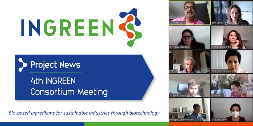ingreeneu's tweet photo. The 4th #INGREENproject Consortium meeting took place over 1,5 days on Wednesday, 30 June and Thursday, 1 July, 2021 via teleconference👉https://t.co/dLNPsSudFf @narinderbains1 @ActivatecLtd @smurfitkappa @barillagrou #HorizonEU #mambelli #novaidfct #pivetti #depofarma #isitec https://t.co/b3EvFLfbyB