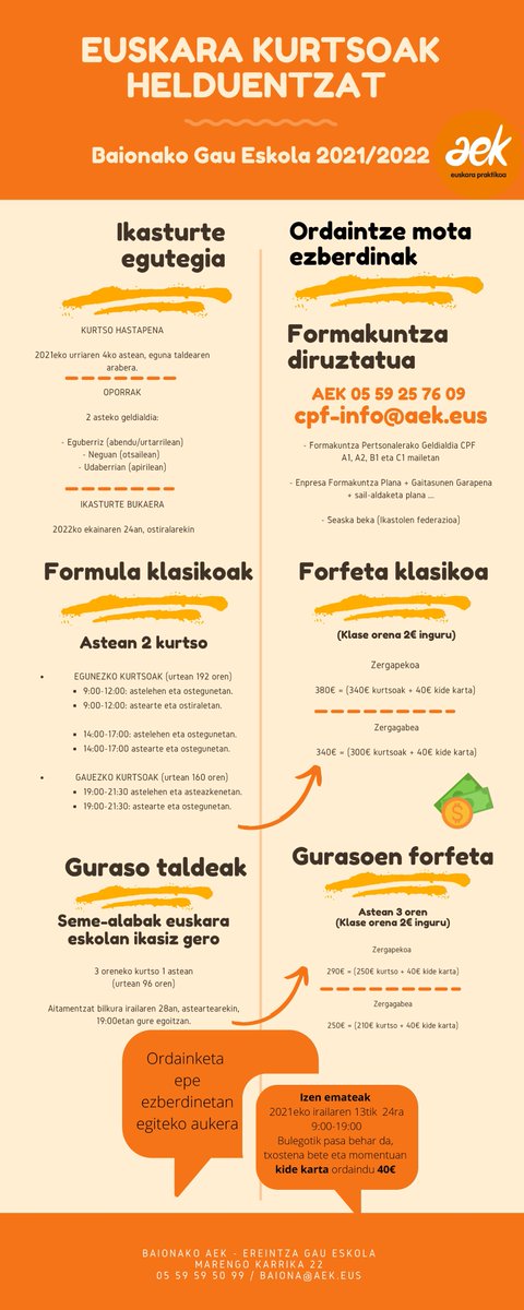 IZEN EMATEAK

 -Herrixka forumean irailaren 4an

 - Elkarteen forumean irailaren 11 eta 12an.

 - Gau Eskolan irailaren 13tik 24rat, astelehenetik ortziralerat, goizeko 9etatik arratseko 19ak arte.