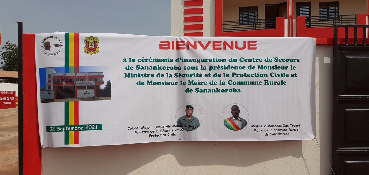 Inauguration ce matin du Centre de Secours de la Protection Civile de Sanankoroba sous la présidence du Ministre de la Sécurité et de la Protection Civile, le Colonel-major Daoud Aly Mohammedine et en présence du Gouverneur de la Région de Koulikoro et de plusieurs personnalités