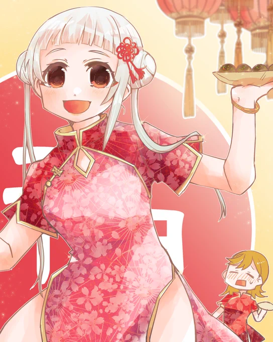 チャイナ服嵐千砂都さん(フォロワーさんが似合うと言っていたので描いてみました) 