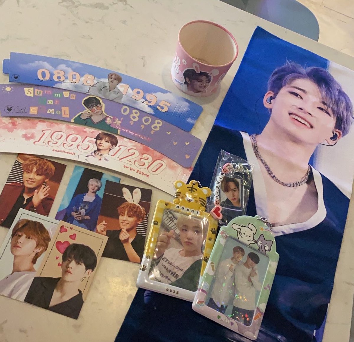 coupjeong95's tweet photo. #SummerForCheol @SummerforCheol thank you admins for organising this belated birthday for our coupsie!! 🤍 the decorations are really pretty 🥺 the banners oh lord ;; I want to scream 🥲 @pledis_17 (bought a new wonwoo slogan and a mingyu keychain from a carat omg 🙃) https://t.co/LfDbO4sMai