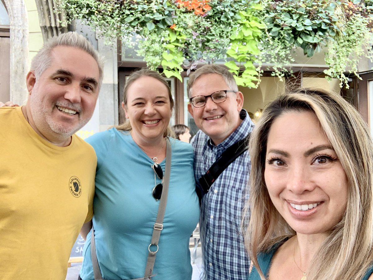 TheTravelphile's tweet photo. Andrew &amp; I were having tea in Zagreb when my friends @cameronmkhewitt (co-author of some @RickSteves guidebooks &amp; Content Manager) &amp; his amazing wife Shawna strolled by! 

Ljubljana is a small but mighty town, but really, what are the chances?

@RickStevesEur https://t.co/3cocY7ayee