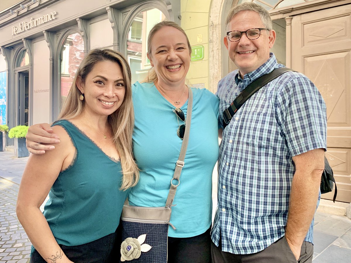TheTravelphile's tweet photo. Andrew &amp; I were having tea in Zagreb when my friends @cameronmkhewitt (co-author of some @RickSteves guidebooks &amp; Content Manager) &amp; his amazing wife Shawna strolled by! 

Ljubljana is a small but mighty town, but really, what are the chances?

@RickStevesEur https://t.co/3cocY7ayee