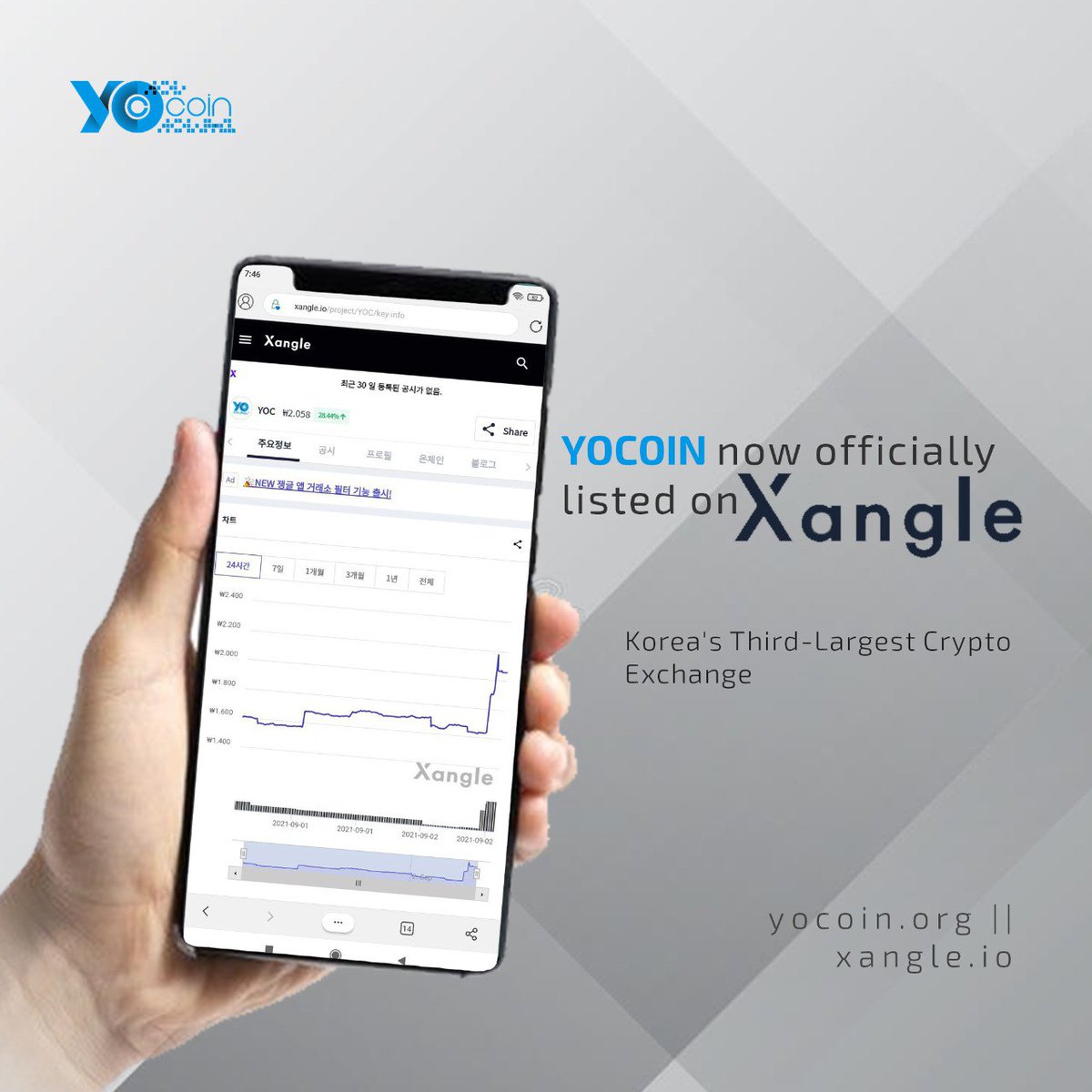 yocoinsocial's tweet photo. You can now trade YOCOIN on xangle exchange, Korea's third largest crypto exchange

#yocoin #yonft #YOC #yogroup #yoteam #yoplex #flipblocks #yoent #yoswap #Doge #invest #pancakeswap #cryptocurreny #DEFI #DEX #bitcoin #binanceSmartchain #xangle #USD #KRW https://t.co/qmJ95QwlVA