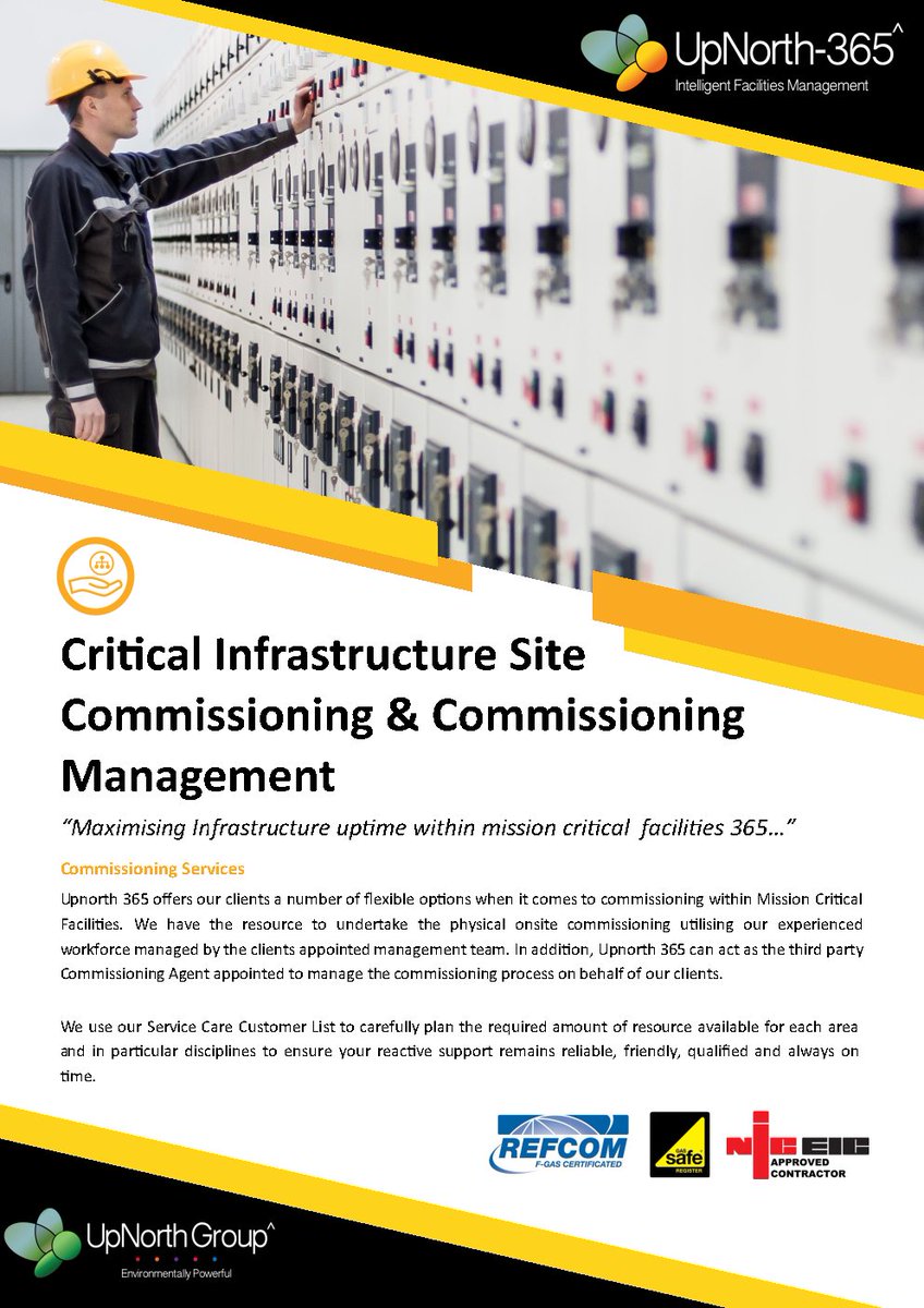 UpnorthGroup's tweet photo. Maximising Infrastructure uptime within mission critical facilities 365.
UpNorth-365 offer a full range of commissioning services, from Site Commissioning to Commissioning Management.
#UpnorthGroup #UpNorth365 #Commissioning #Criticalinfrastructure https://t.co/qzaQCbNLr9