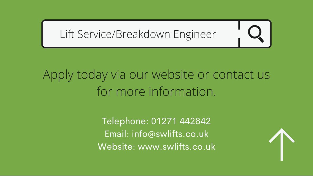 swlifts's tweet photo. Are you a Lift Engineer located in the South West of England? Due to our continued growth here at Safe Working Lifts, we are hiring! 

Contact us today for more information:

📞 01271 442842
📩 info@swlifts.co.uk
🖥 https://t.co/JeI4mSEESe

#Hiring https://t.co/swqQDORvgT