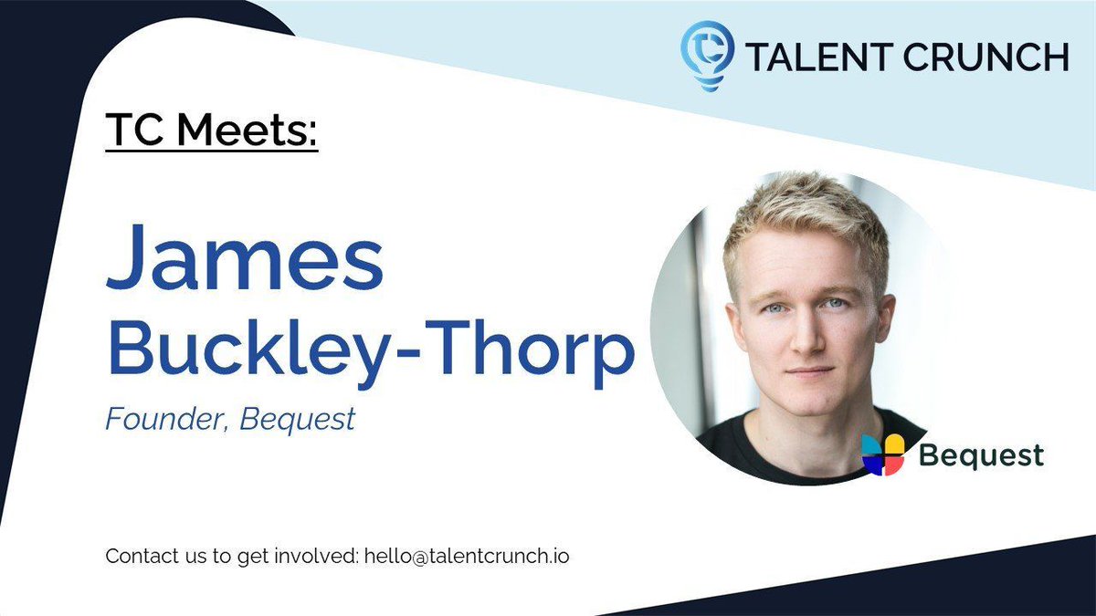 talent_crunch's tweet photo. In the fifth part of our series, 'TC Meets' James Buckley-Thorp, Founder at @GetBequest.  Read our Q&amp;A here: https://t.co/v7VF3oINxK
#Entrepreneur #Insurtech https://t.co/F0cTnDWkRJ