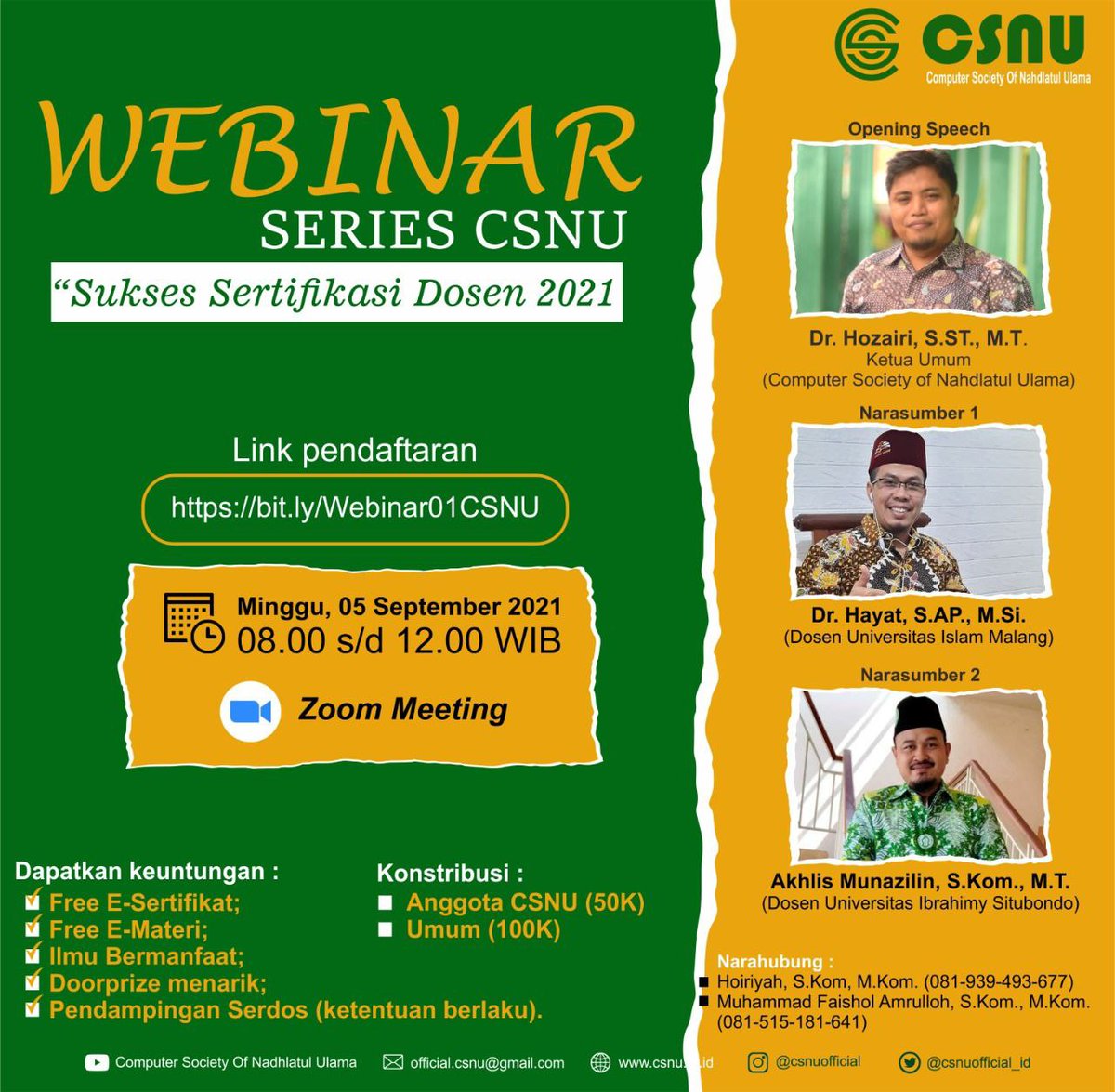 csnuofficial_id's tweet photo. WEBINAR SERIES CSNU

Computer Society of Nahdlatul Ulama (CSNU) akan mengadakan Webinar Series 01 dengan Tema : "Sukses Sertifikasi Dosen 2021" https://t.co/7GsJ0cP93P