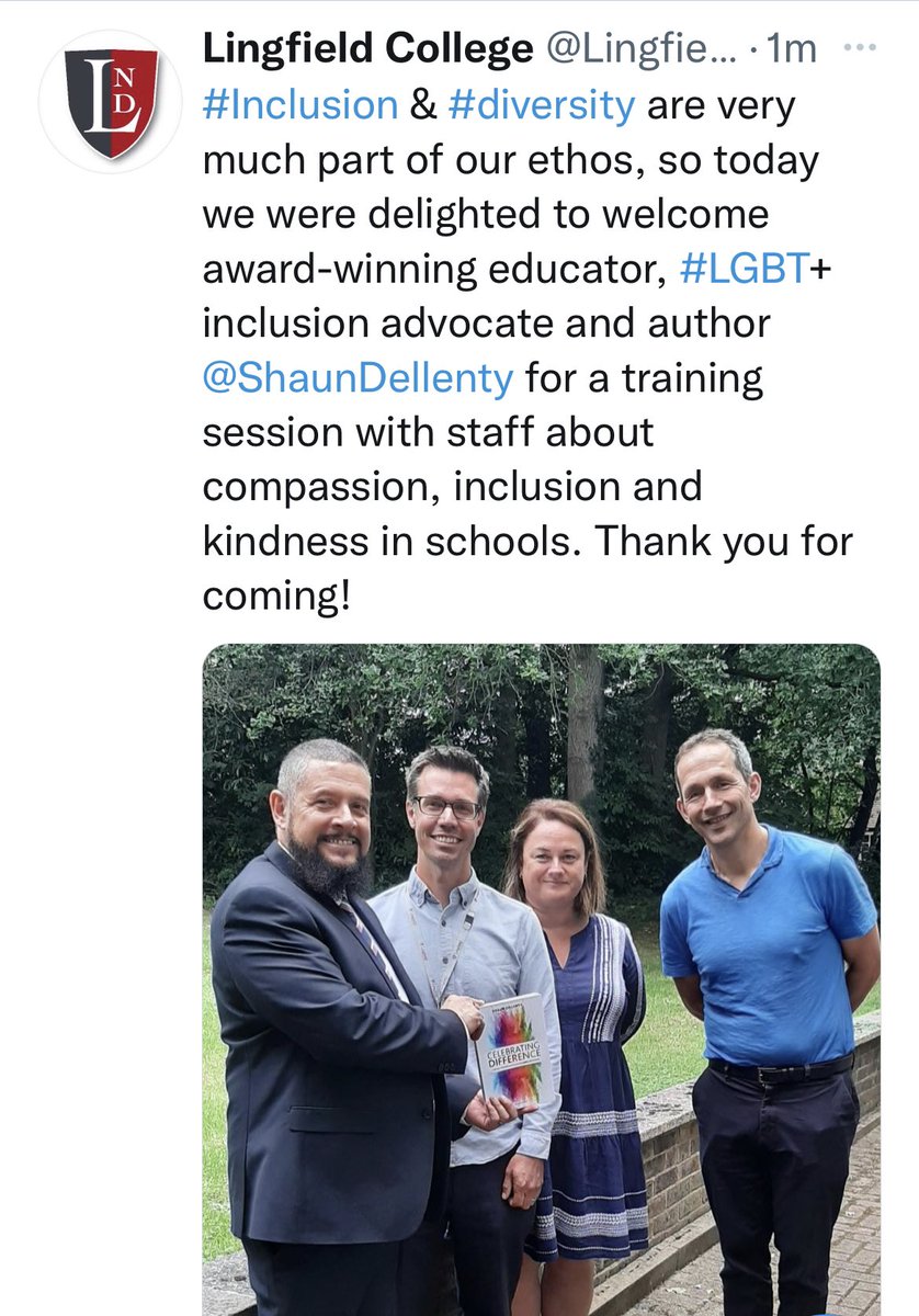 ShaunDellenty's tweet photo. Wonderful to be delivering in person, fully interactive training again for learning communities on intersectional, & compassion change in respect of #LGBTQ & other diverse identities. Bookings@shaundellenty.com #UKEdChat #education #edutwitter #diversed https://t.co/oetwkTGllZ