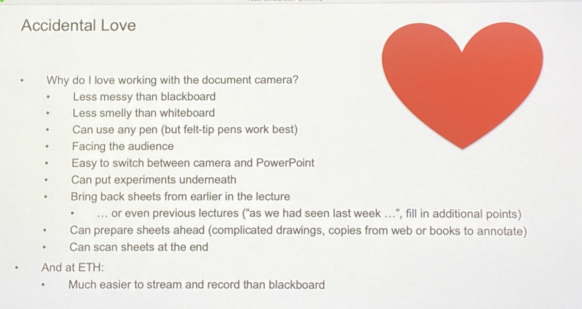 ErikJentges's tweet photo. With a great summary from years of teaching practice! #RefreshTeaching @ETH_en 

It can even be used for optical experiments in the classroom. 

In short: Einstein’s blackboard has an evolutionary upgrade with the document camera. https://t.co/ONlYwQ0LHD