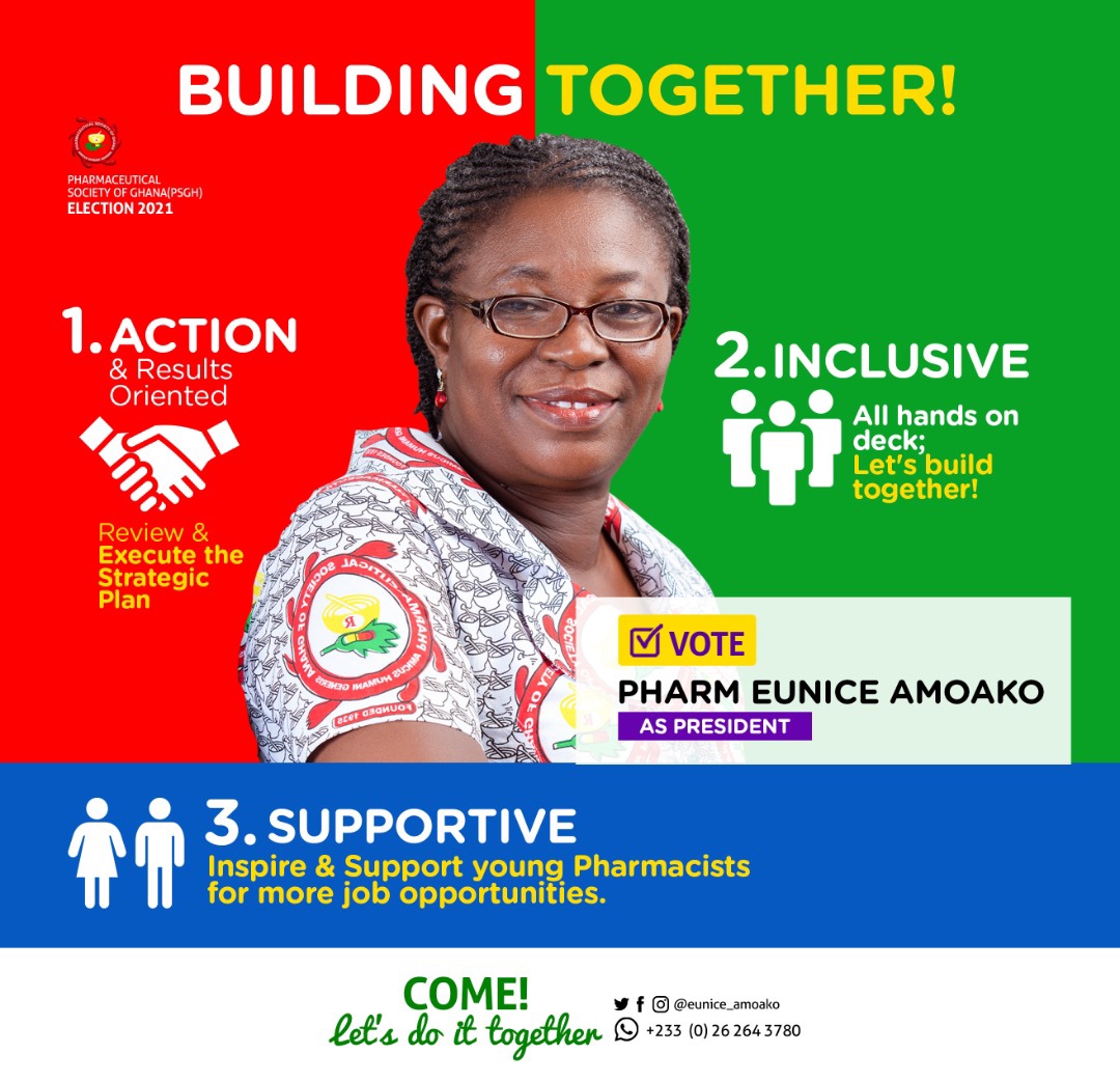 EUNICE4PSGhPrez's tweet photo. A vote for Pharm Eunice means:
1. Action &amp; Results: Strategic Plan Review
2. Inclusiveness: No one left behind 
3. Support: Career dev’t/jobs esp for young pharmacists 

#BuildingTogether #PSGHAGM2021 #EUNICE4PREZ https://t.co/ciRrFUHvTa