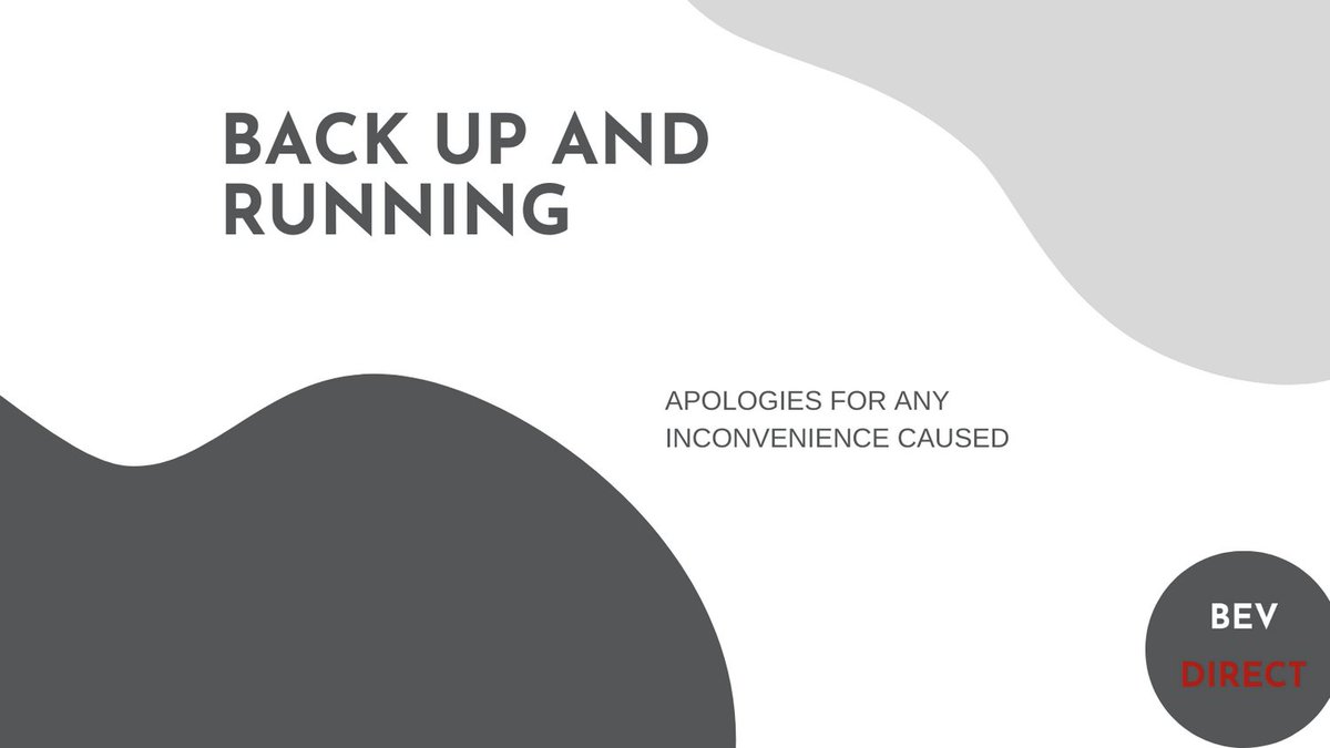 bevdirect's tweet photo. Our site is back up and running. Sorry for any inconvenience caused. Ensuring the safety of our customers is paramount whilst shopping with us. 
#backup #websitesafety #websitesecurity https://t.co/QShMmWx4Tm