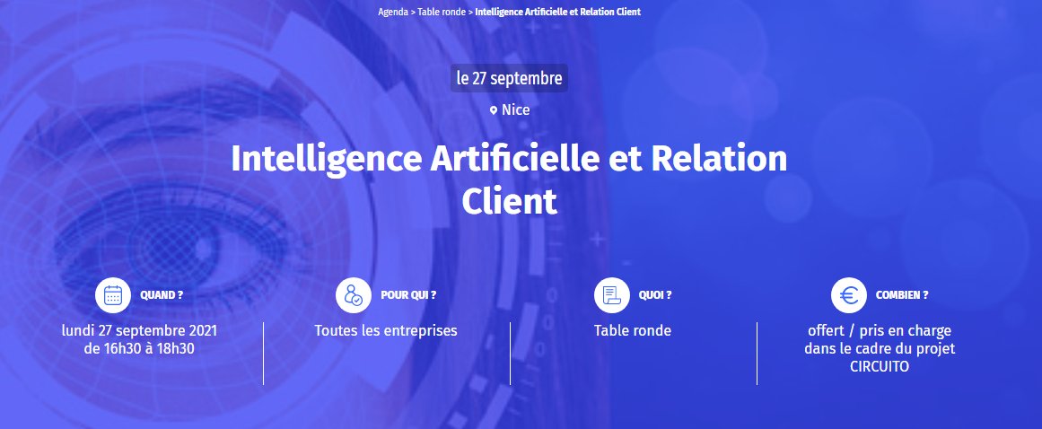 CCIAARIVLIG's tweet photo. Evento di #OpenInnovation #IA e relazione con il cliente
27 settembre h 16:30 zoom
informazioni ed iscrizioni: https://t.co/jhseEMs552
#PITEMCLIP #PITEMCLIP_CIRCUITOIntelligence Artificielle et Relation Client @CCIcotedazur @asRivLig @InterregALCOTRA @enricomolinari https://t.co/b9gyZeXTmy